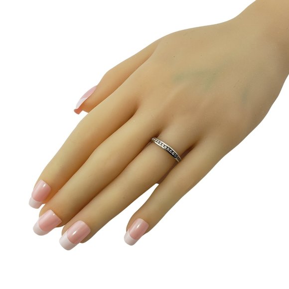 Vintage 14 Karat White Gold and Diamond Wedding Band Ring Size 5 #10414 - Picture 6 of 7